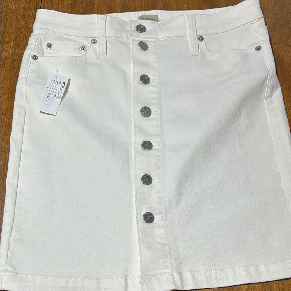 Cremieux White  Button-Front Denim Skirt